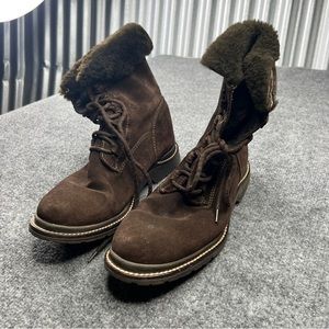 L.L. Bean Black Suede Round Toe Quilted Side Zip Boots